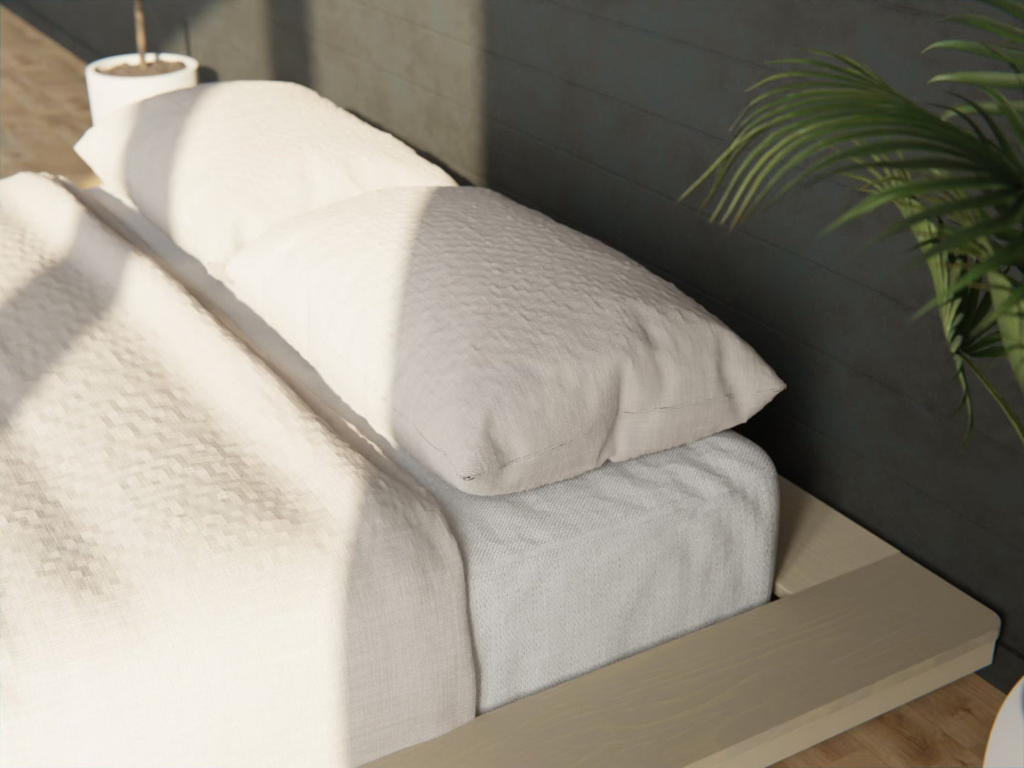 Solid-wood floating platform bed frames: low-to-floor comfort and style, in any size