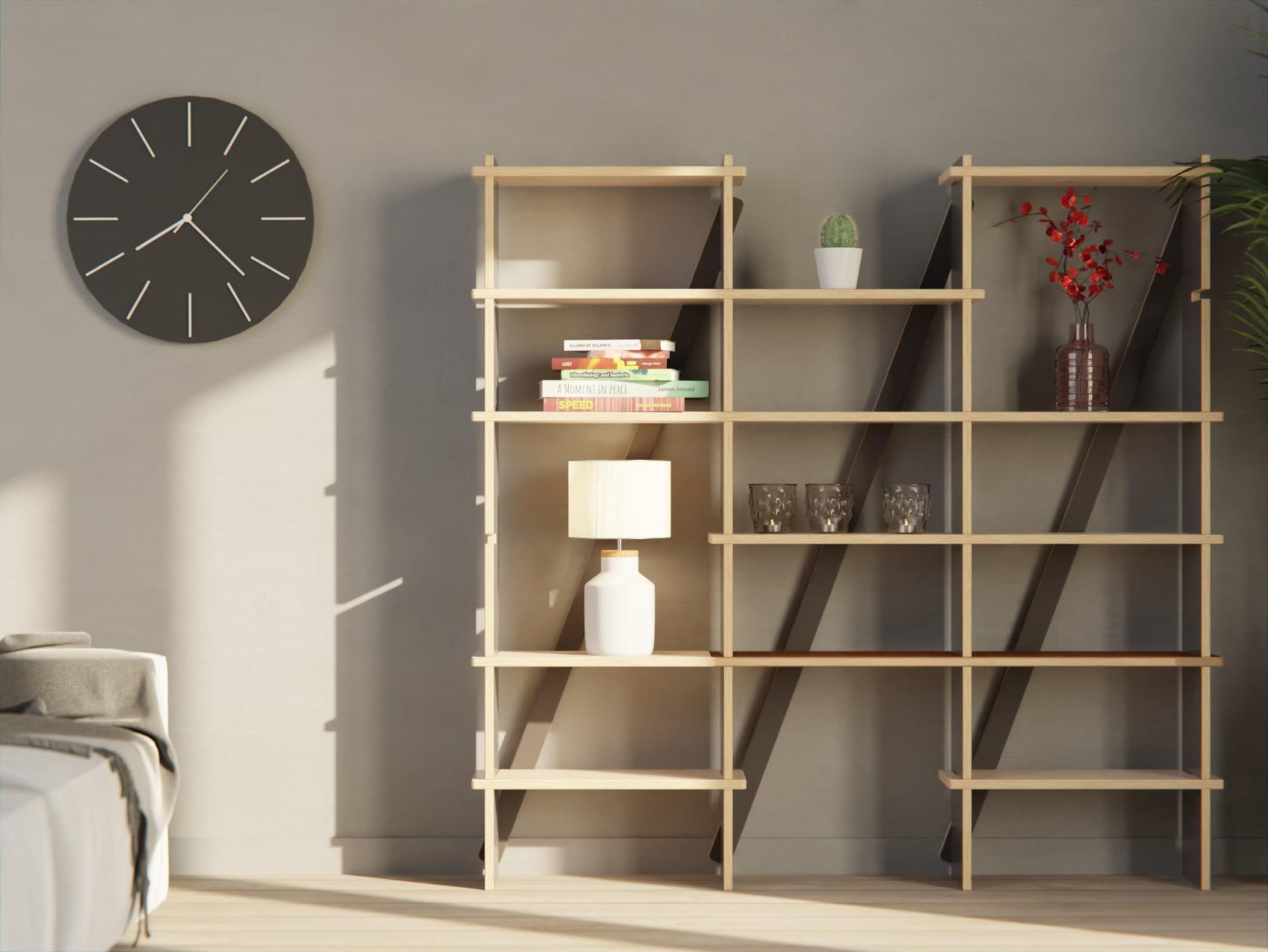 Maximize your storage with our plywood modular bookshelf. Part of our stylish and practical Modular Shelf Storage System in black