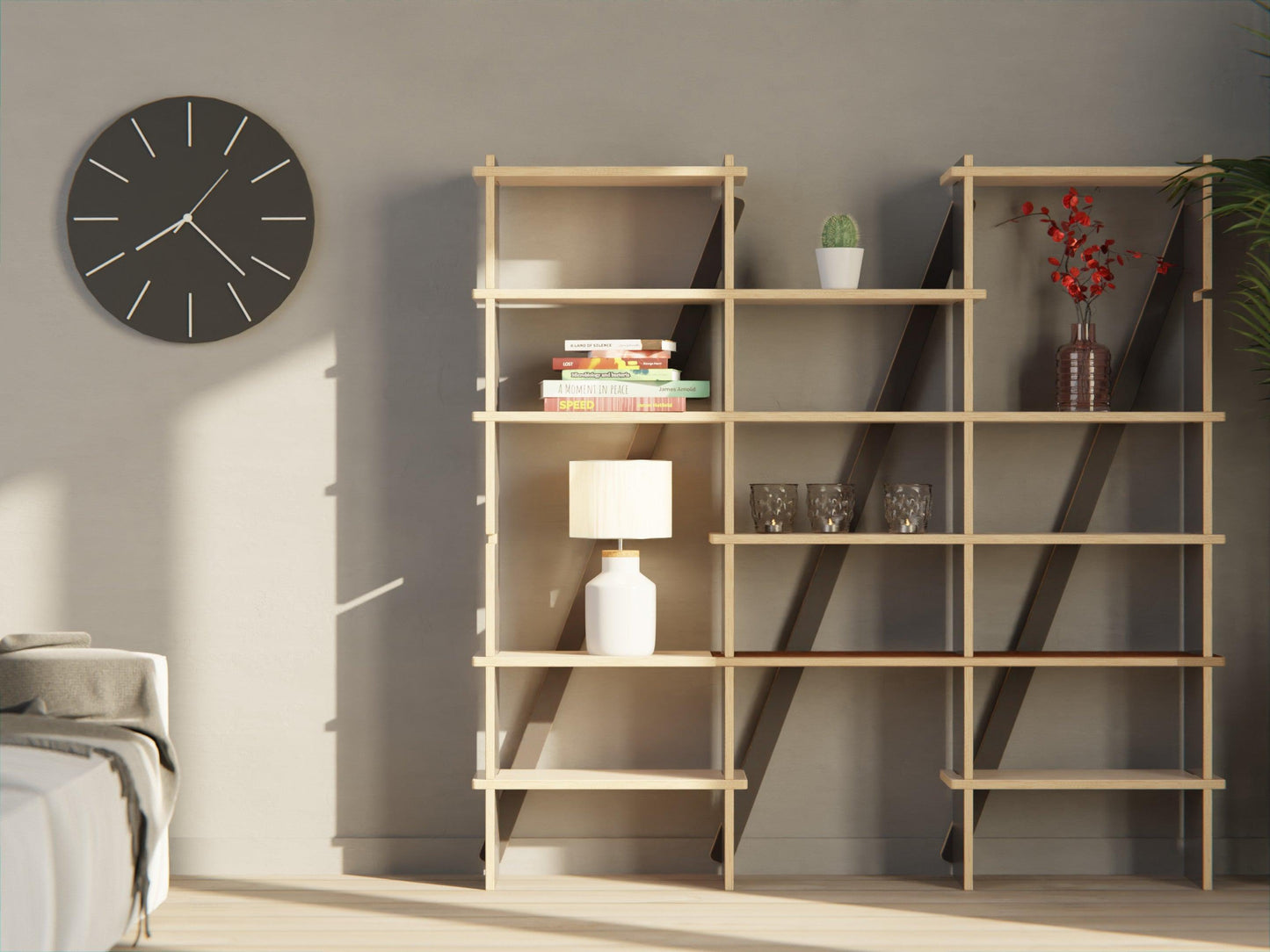 Upgrade your space with our wooden bookshelf. Modular Shelf Storage System designed for style and convenience.