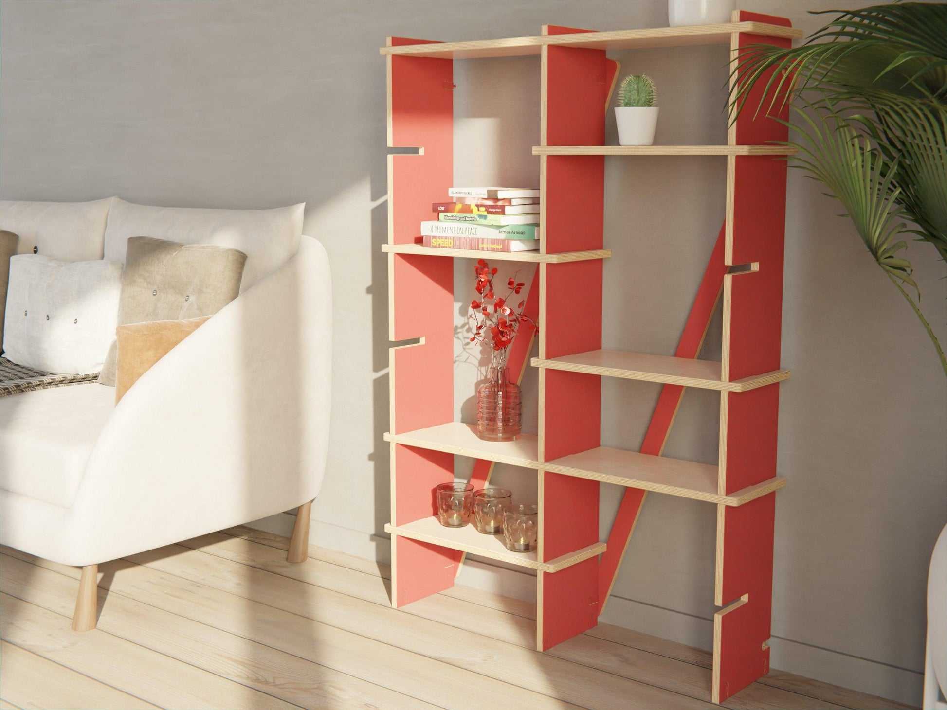 Immerse in elegance with our modular red shelving units. The ultimate solution for efficient and stylish storage.