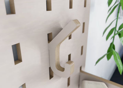 Plywood pegboard hook for quick, handy storage on any wall pegboard