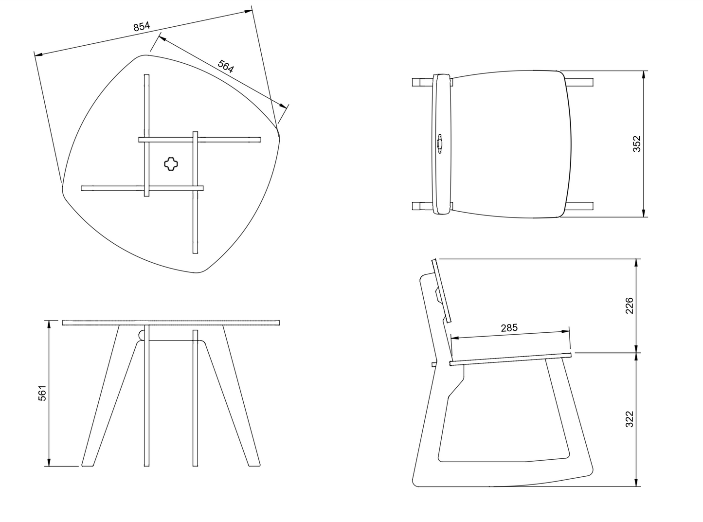 Birch Ply Table and Chairs Set