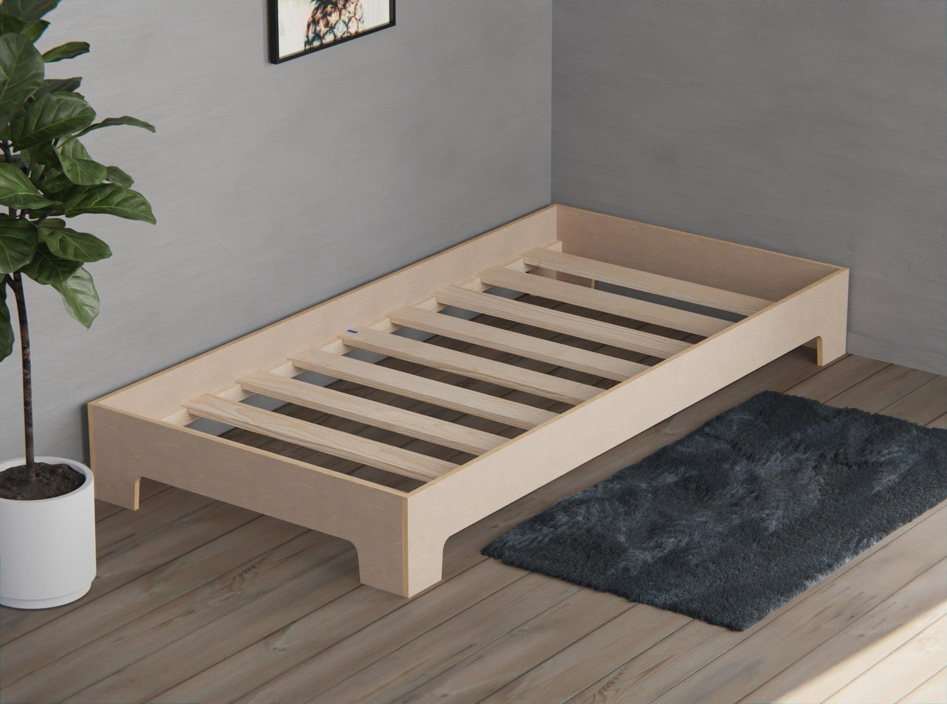 Simple Plywood Floor Bed Frame - KitSmart Furniture