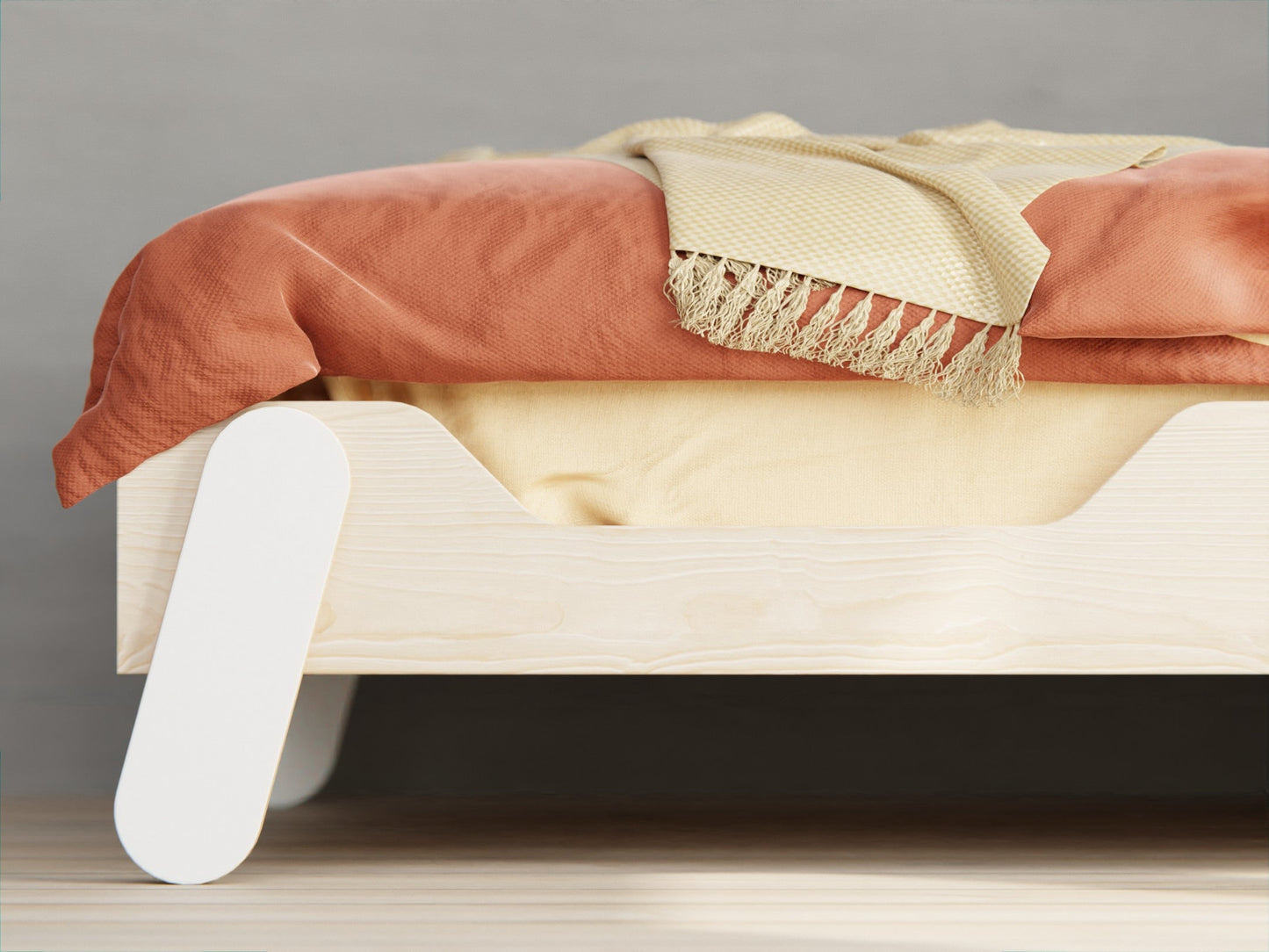 Wooden kids bed frame with slats and legs for floor bed - KitSmart Furniture