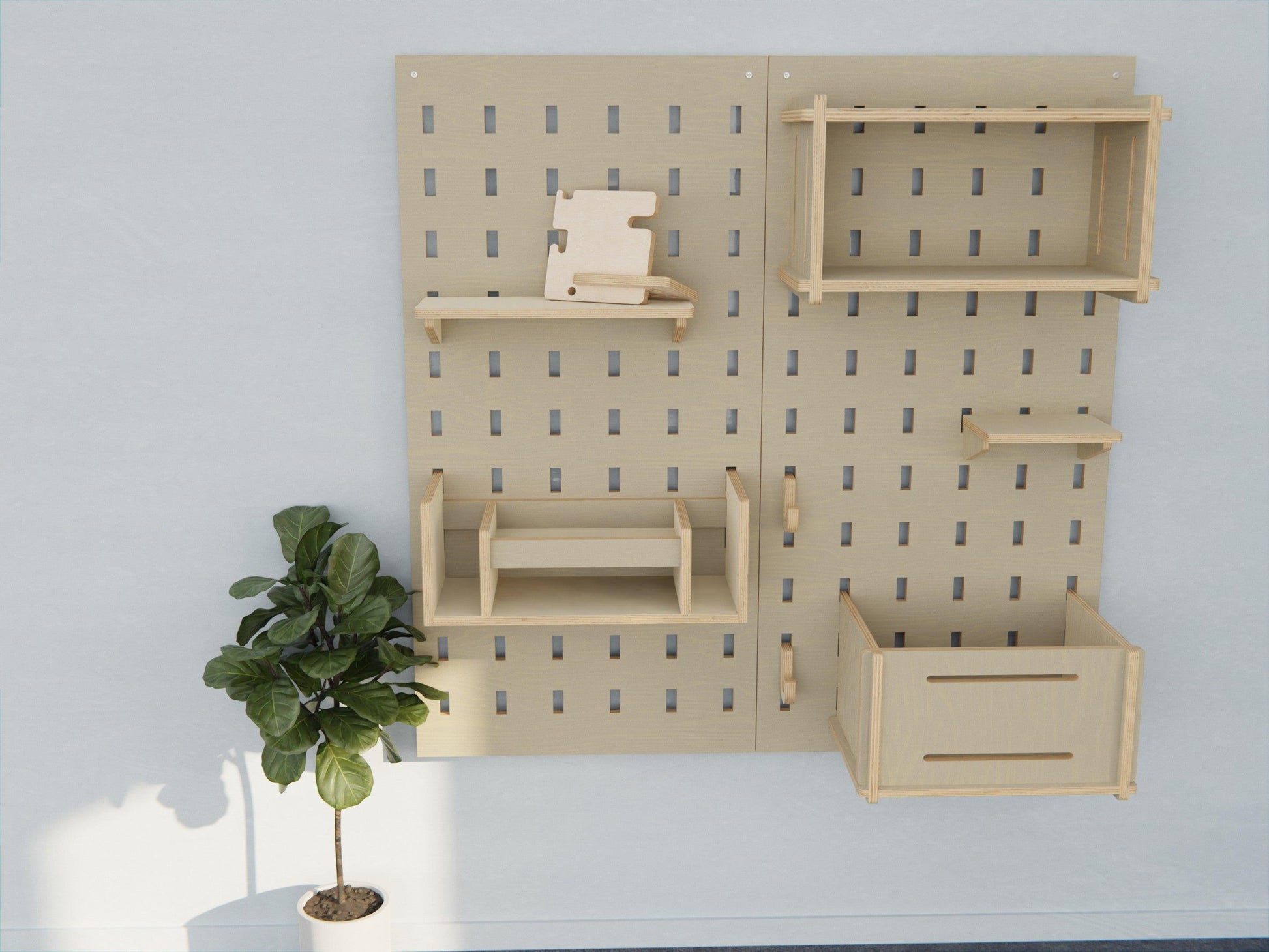 Experience the versatility of our storage-focused pegboard set. Move, adjust, and personalise as you wish!