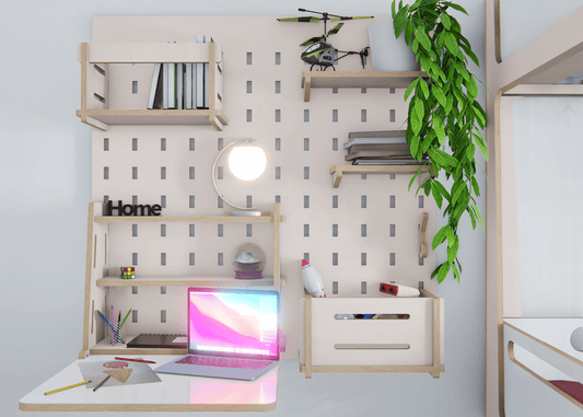 Experience the magic of flexible storage with our plywood pegboard set. Perfect for a tidy, adjustable workspace!