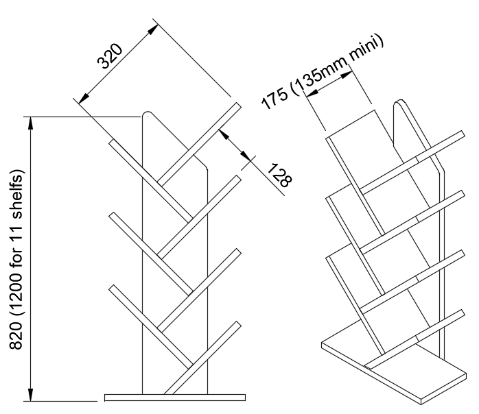 Bookshelf made from NZ pine or birch plywood — space-saving open design for kids’ rooms, stylish and easy to use