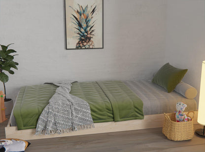 Montessori floor bed in solid NZ pine with low, safe design for toddlers
