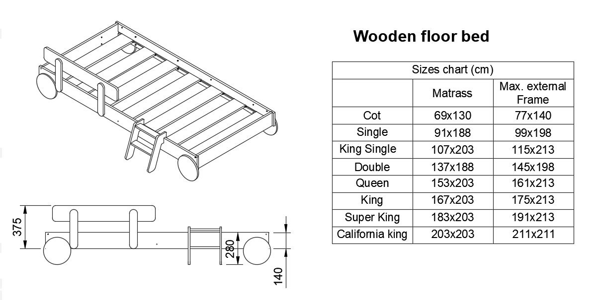 Enhance your child's sleep environment with our Montessori floor bed frames, specially designed for toddlers. Embrace natural wood and a perfect kids' bed frame solution.