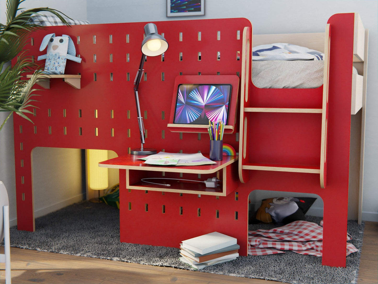 Transform bedtime into an adventure and homework into a joy with our multipurpose wooden low loft bed and study desk combination.