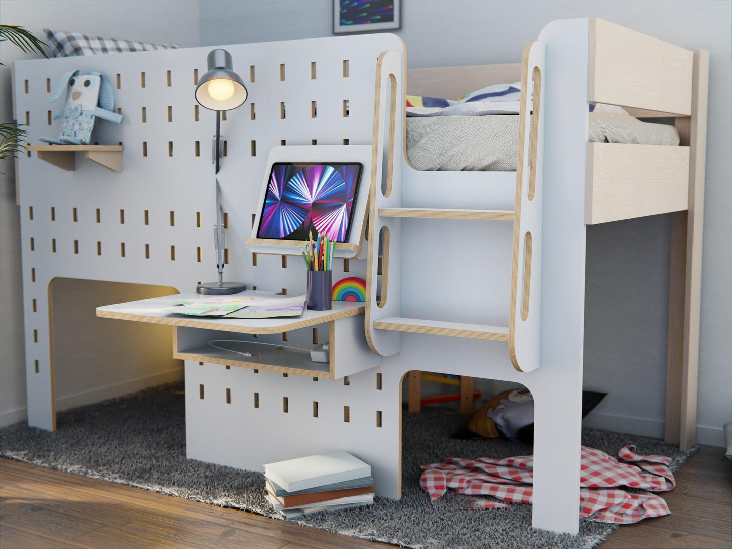 Step into a world where practicality meets childhood fun - our wooden low loft bed with an attached study desk is a perfect fit for your kid's room.