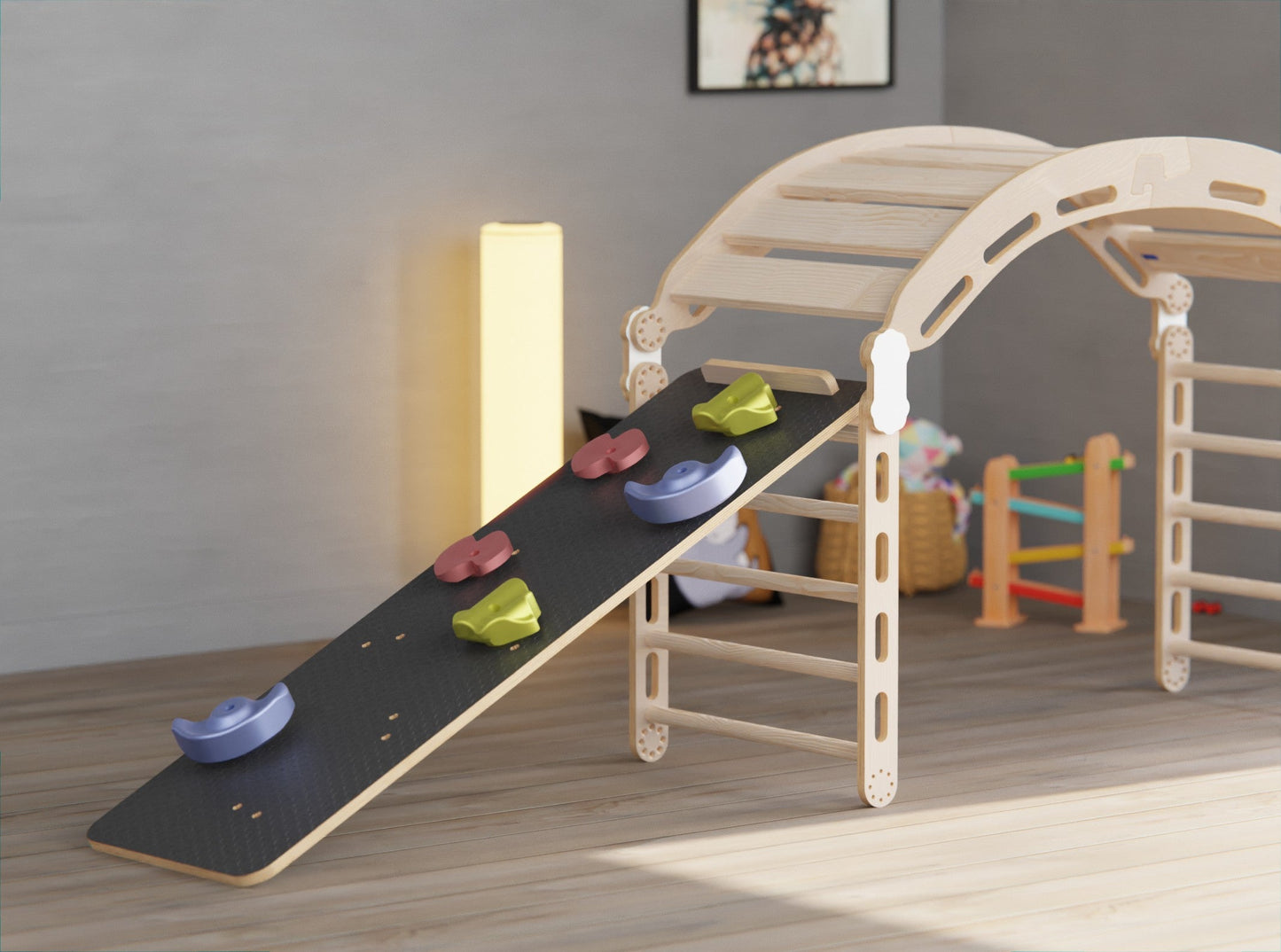 Invest in your child's development with our Wooden Pikler Triangle & Arch - versatile equipment for strength and logic-building.