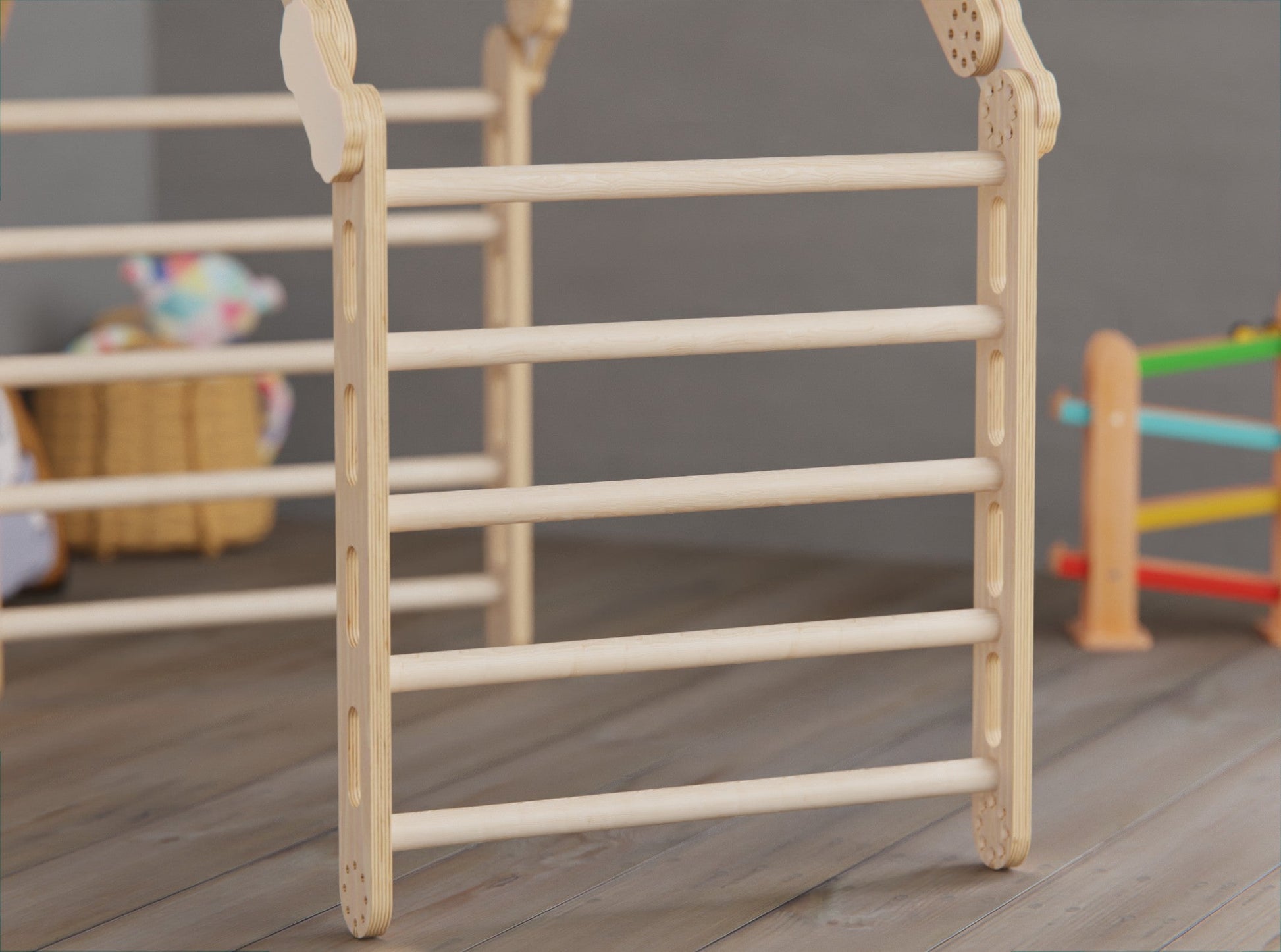 Experience infinite play possibilities with our versatile Wooden Pikler Triangle & Arch. Perfect for toddler development!
