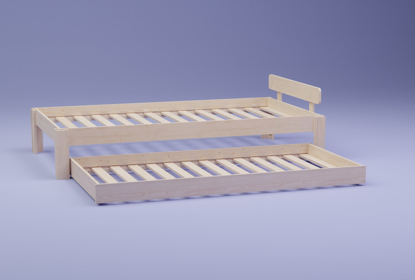 Enhance your home with our stylish and functional bed frame with trundle. Crafted from solid NZ Pine, it's affordable, durable, and perfect for kids.