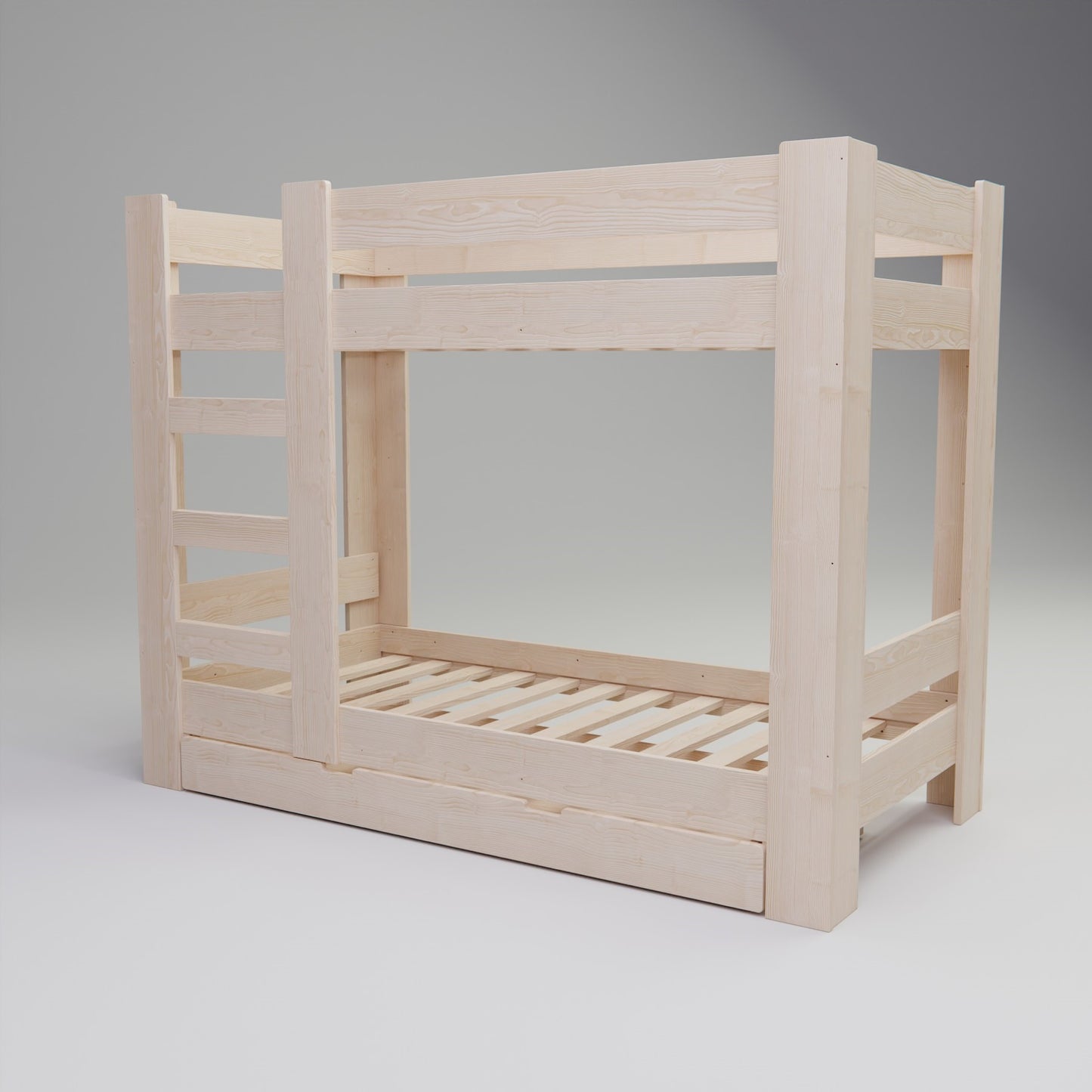 Maximise your room space with our adaptable bunk bed. Featuring flexible ladder positioning, optional drawer, and solid NZ Pine construction.