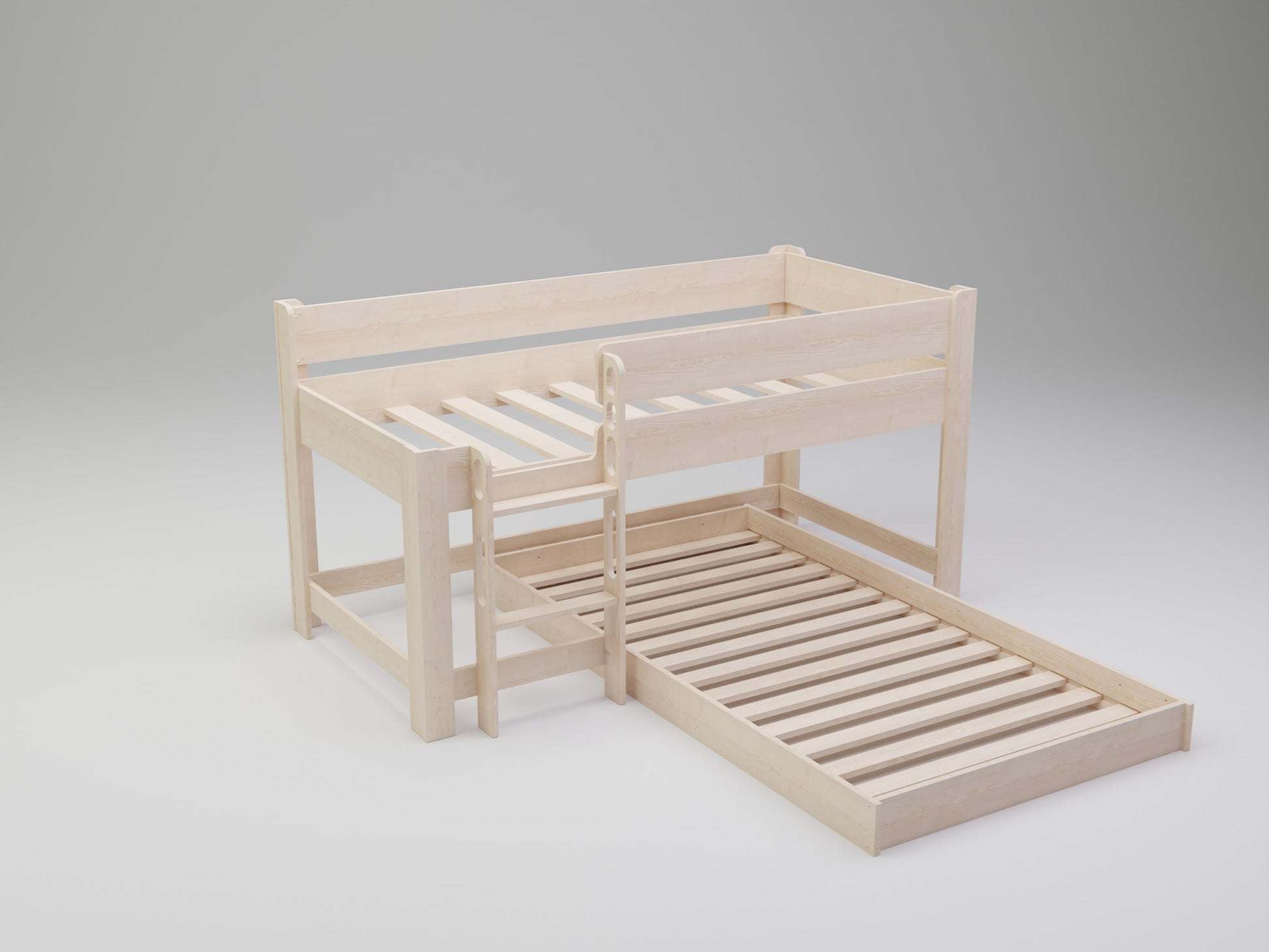 Child-first design: Our wooden kids L shaped loft bed ensures a safe sleeping space for your little ones.