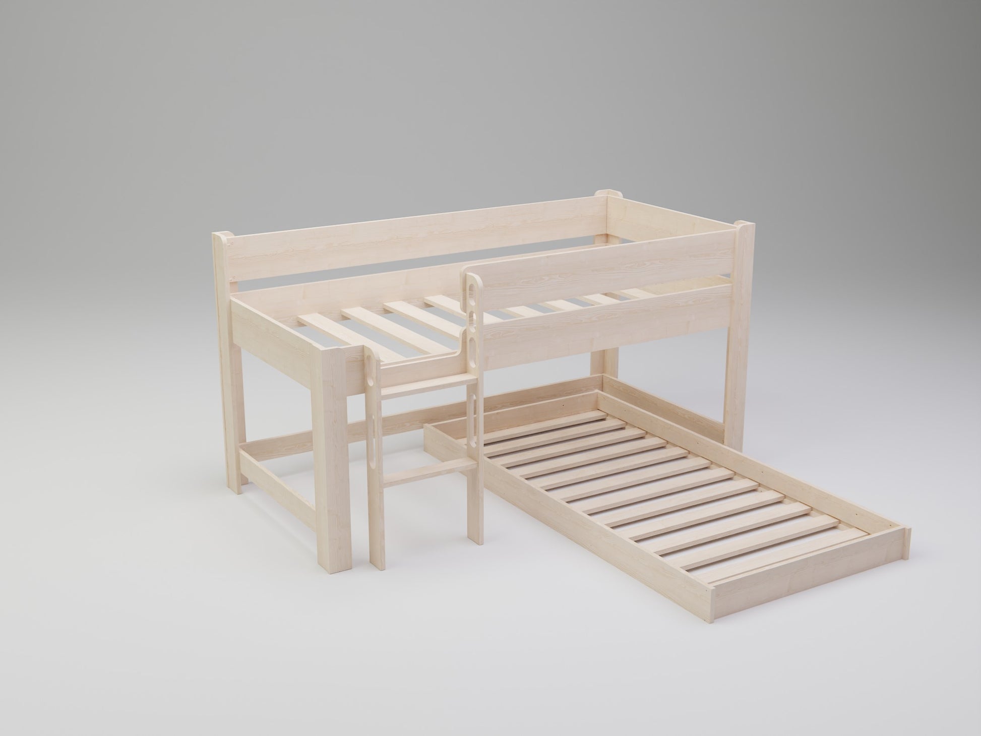 The epitome of wooden kids beds: Dive into our L-Shape Bunk Bed Combo Set's blend of elegance & quality.