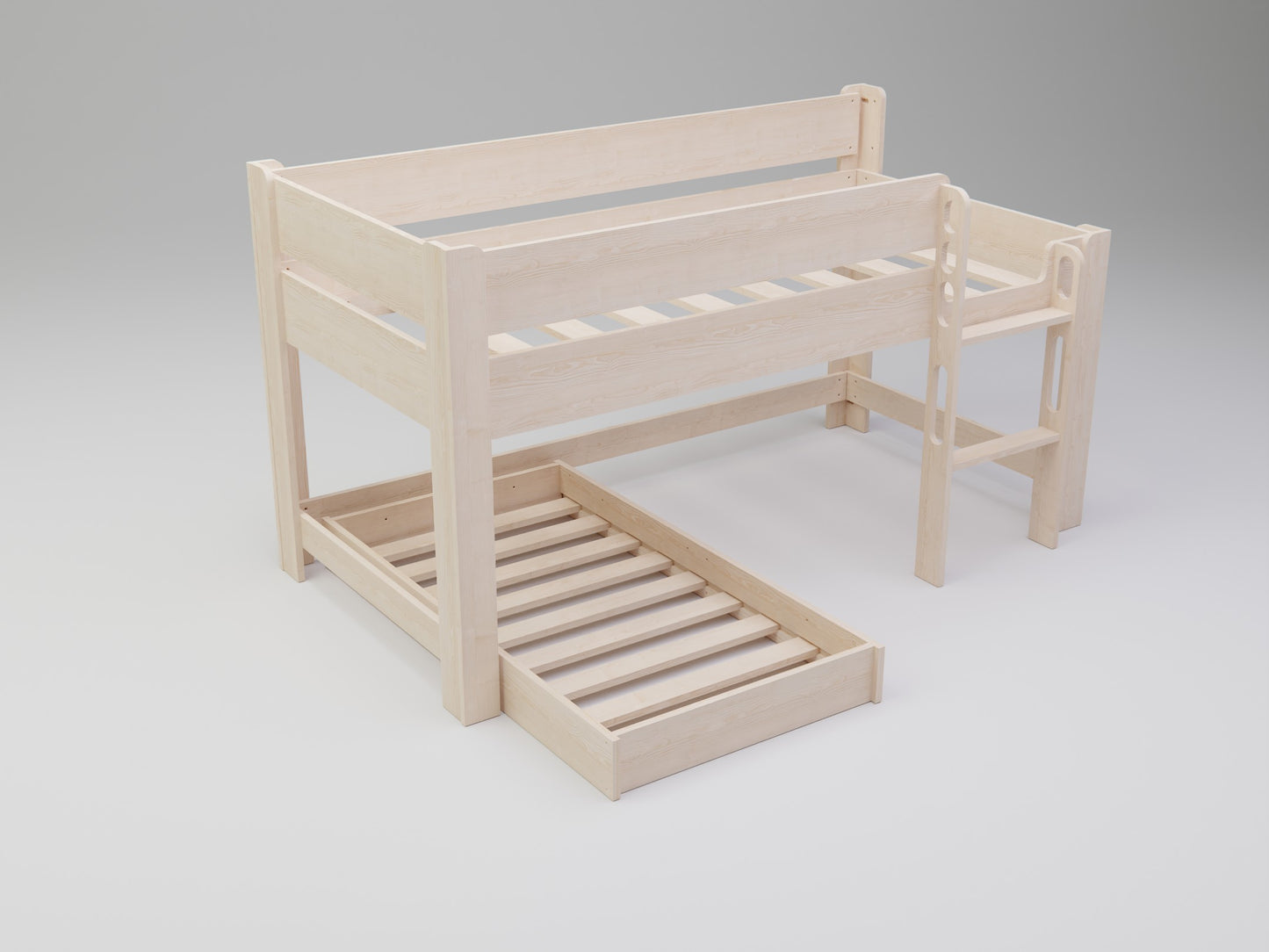 Our L-Shape Bunk Bed Combo: A perfect fusion of wooden kids beds & loft designs. Don't miss the offer!