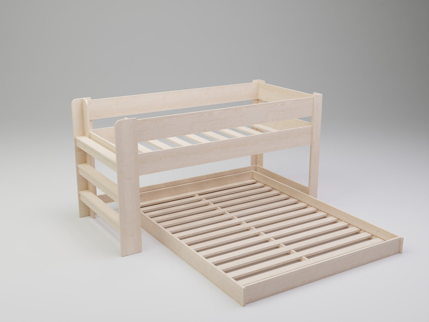 Maximize sleeping space without compromising style with our L-shaped triple bunk bed. Ideal for large families or sleepovers.