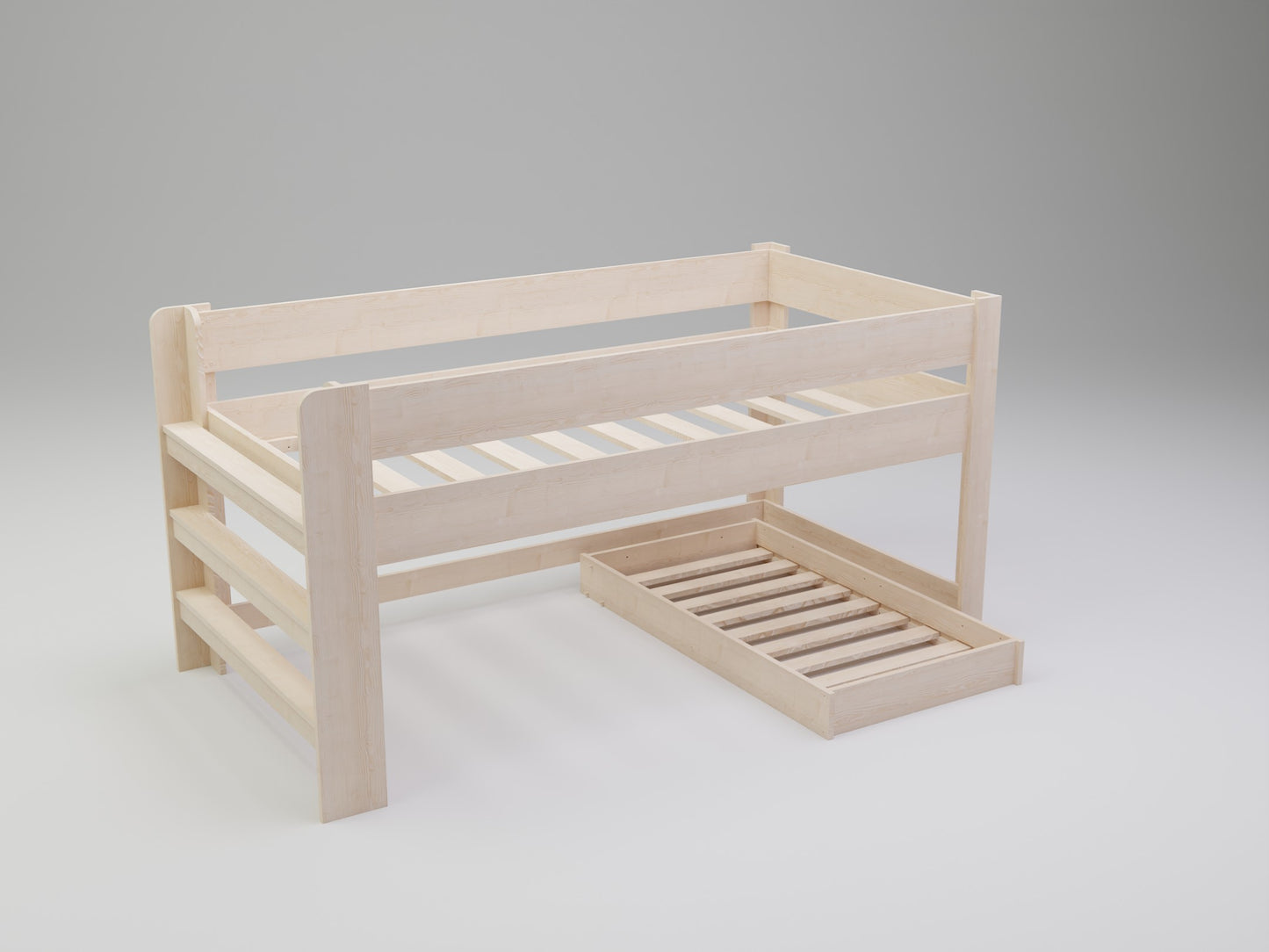 Tailor-made ladder setups! Choose from 3 configurations for our unique L shaped bunkbed to fit your space.